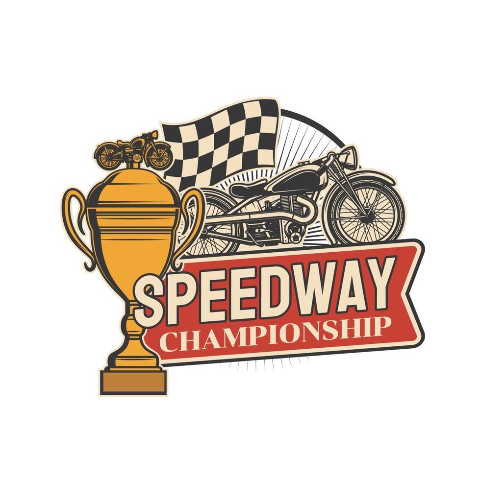 ícone de campeonato de autódromo, copa de corridas de moto vetor