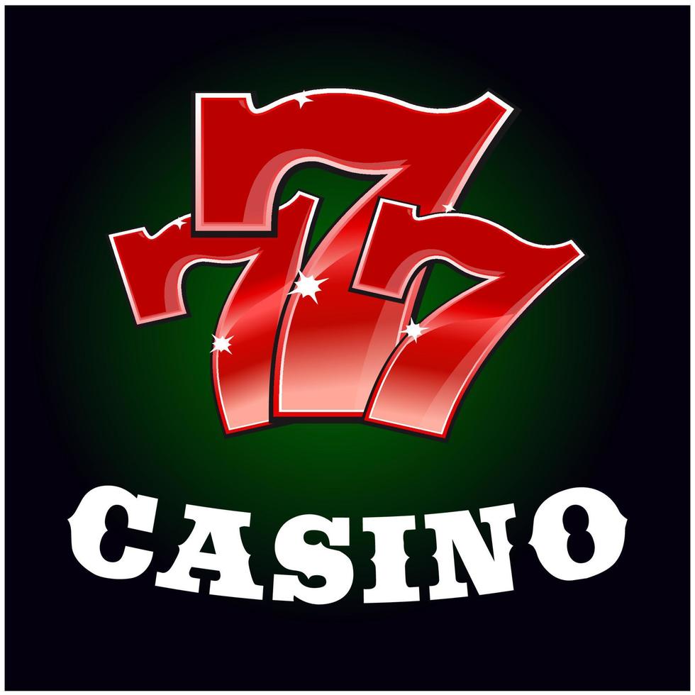 ícone de jackpot de cassino com número da sorte vermelho vetor