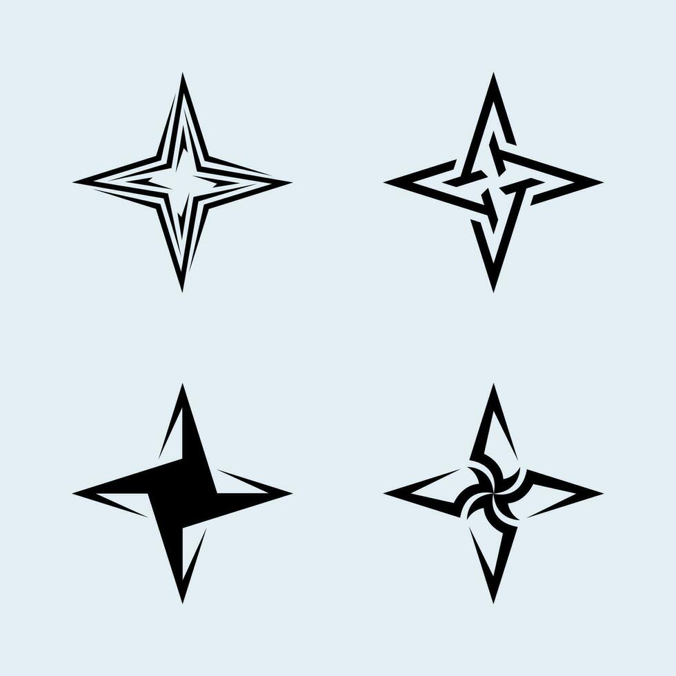vetor de pacote de estrelas shuriken com tipos de forma