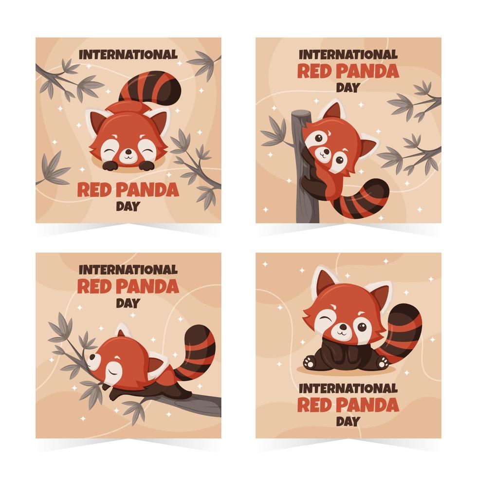 modelos de mídia social do dia internacional do panda vermelho vetor