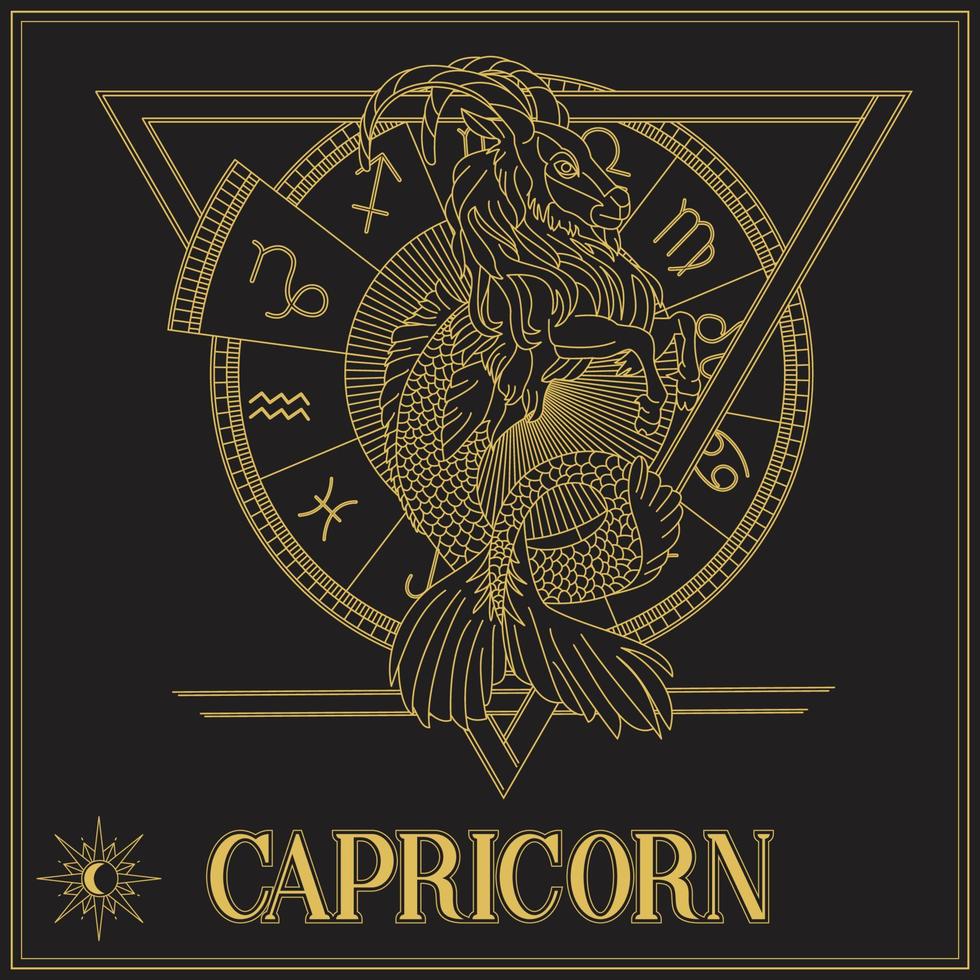 signo de capricórnio dourado vetor