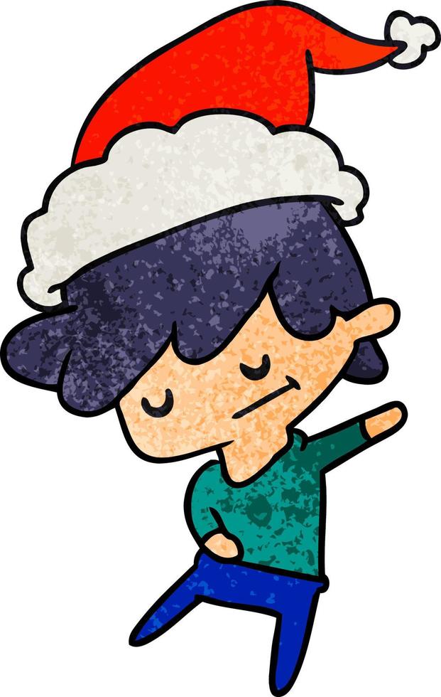 desenho de natal texturizado de menino kawaii vetor