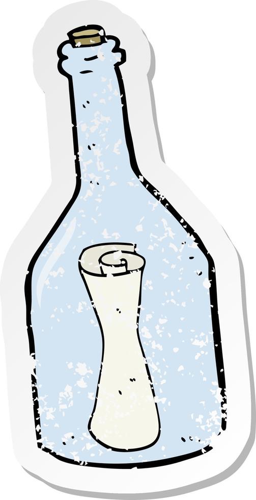 adesivo retrô angustiado de uma carta de desenho animado em uma garrafa vetor