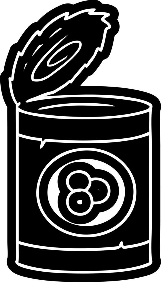 desenho de ícone dos desenhos animados de uma lata de pêssegos vetor