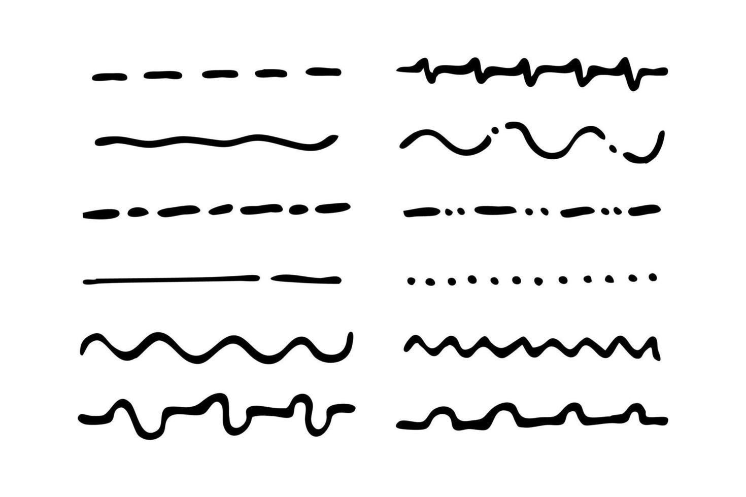 conjunto de linha artística usando pincéis de caneta. traços de grunge desenhados à mão. ilustração vetorial de linha vetor