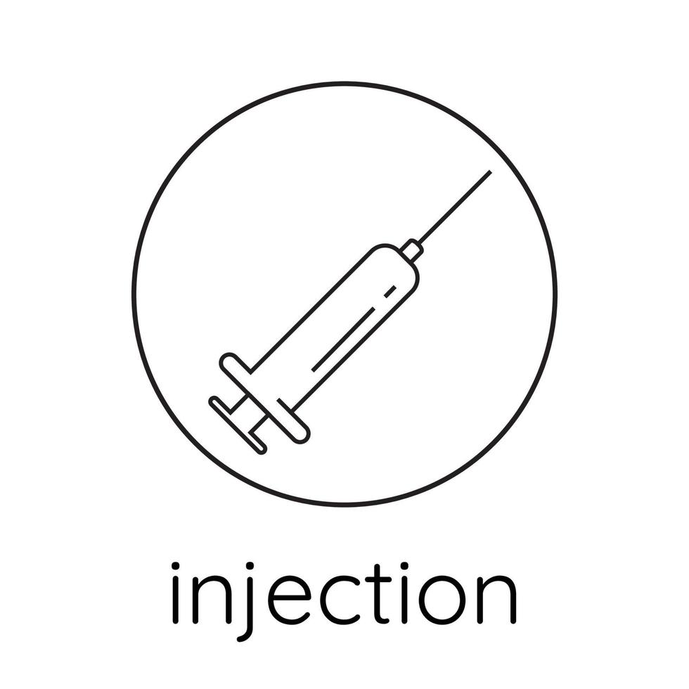 seringa de ícone de linha para injeção vetor