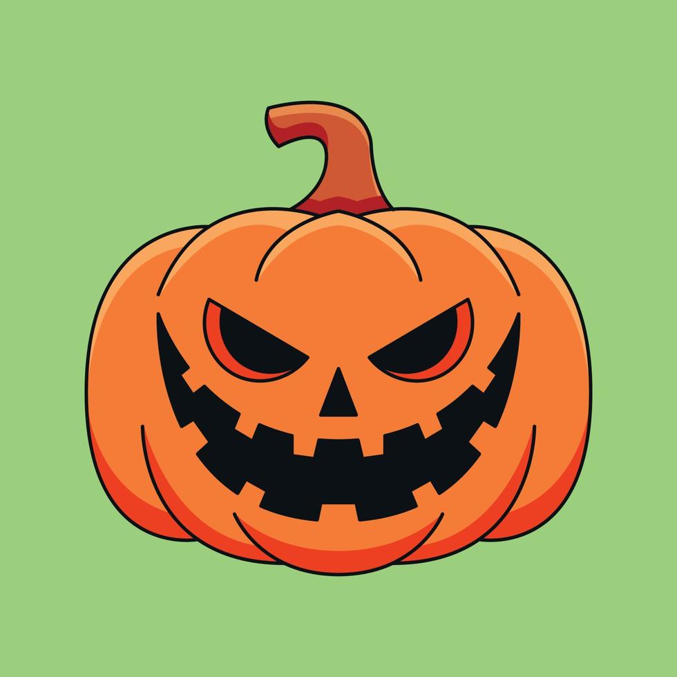 cabeça de abóbora monstro halloween ilustração de ícone de doodle de desenho animado bonito vetor