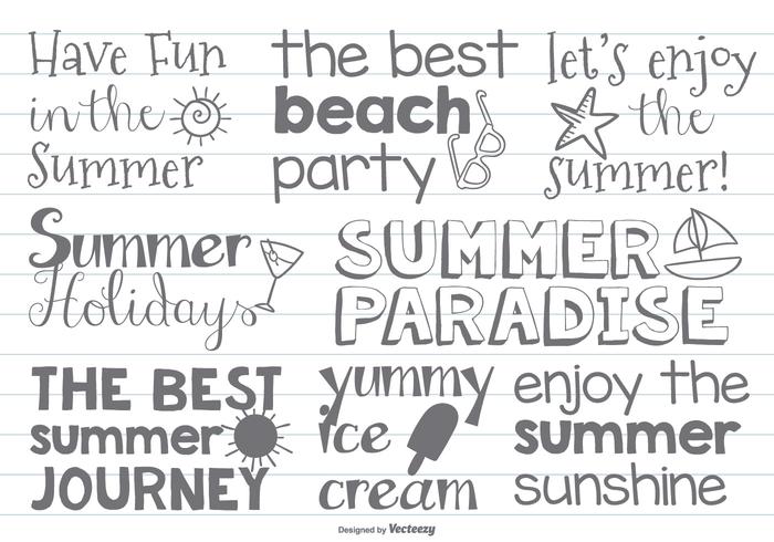 Cute Hand Drawn Beach / Summer Rótulos vetor