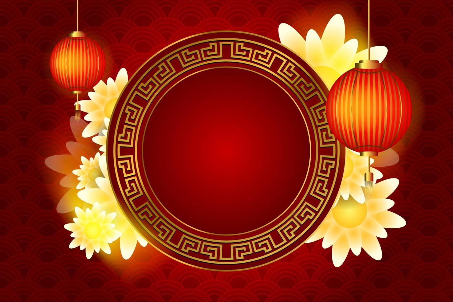 conceito de ano novo chinês com fundo de espaço de cópia em vermelho vetor