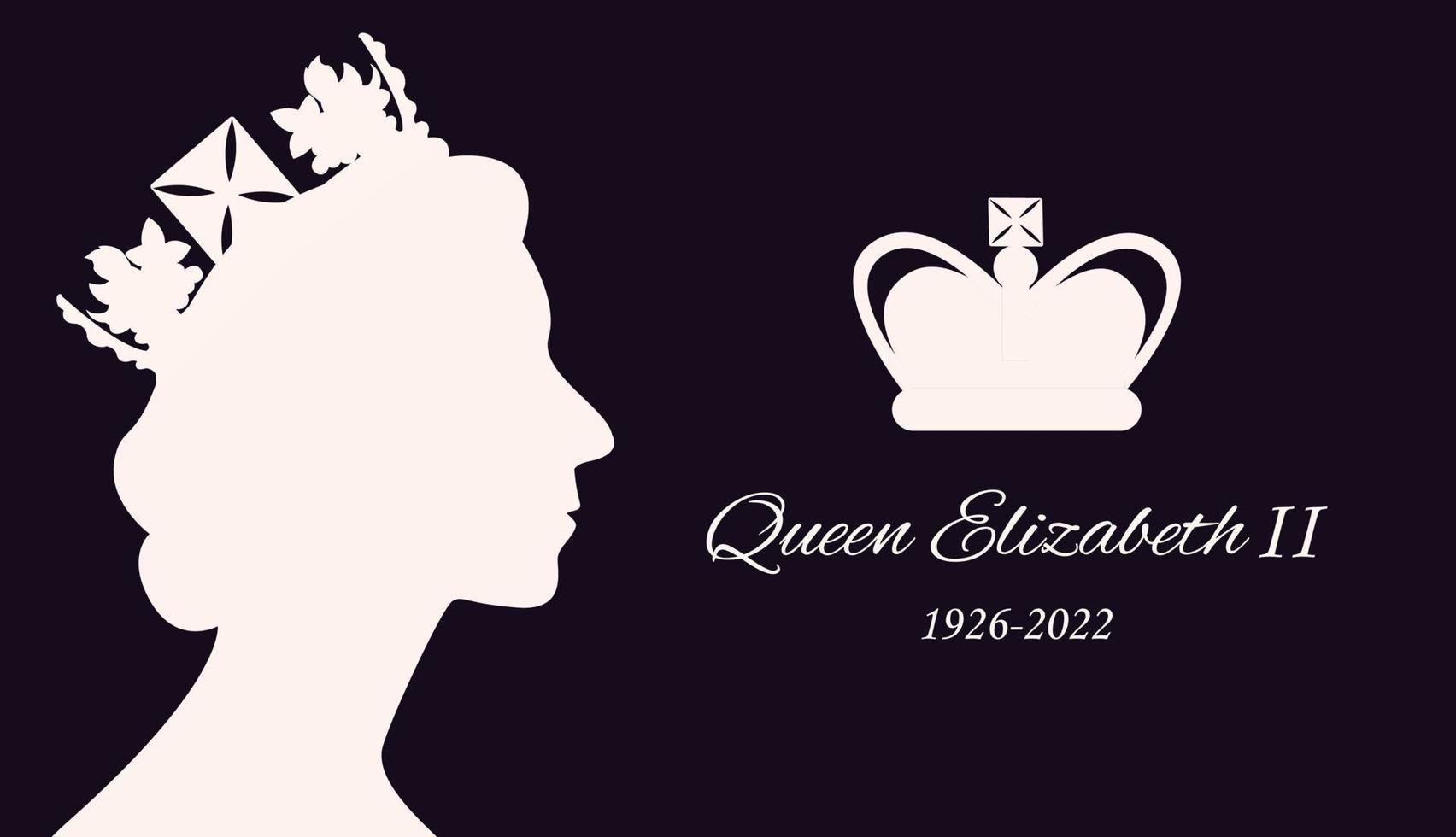 londres, inglaterra 09.10.2022 morte rainha elizabeth. perfil lateral em coroa. vetor