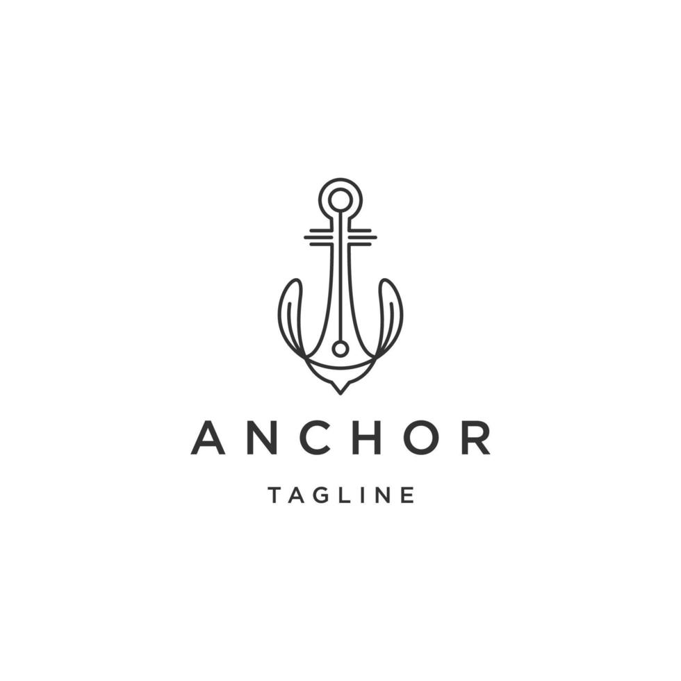 vetor plano de modelo de design de logotipo de linha âncora