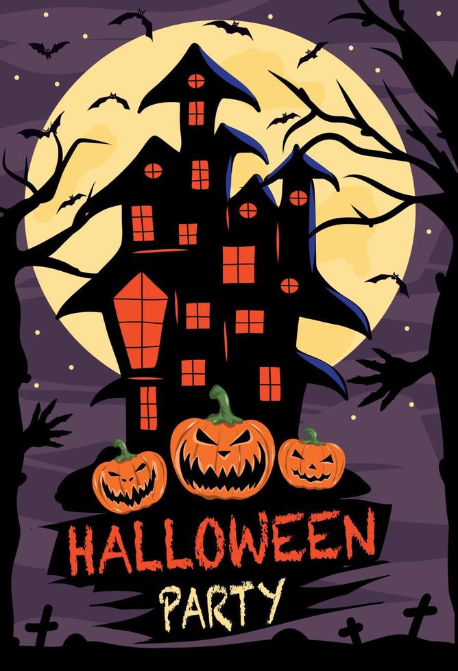 ilustração vetorial convite para festa de halloween para o castelo para fantasmas e monstros bruxas feliz dia das bruxas vetor