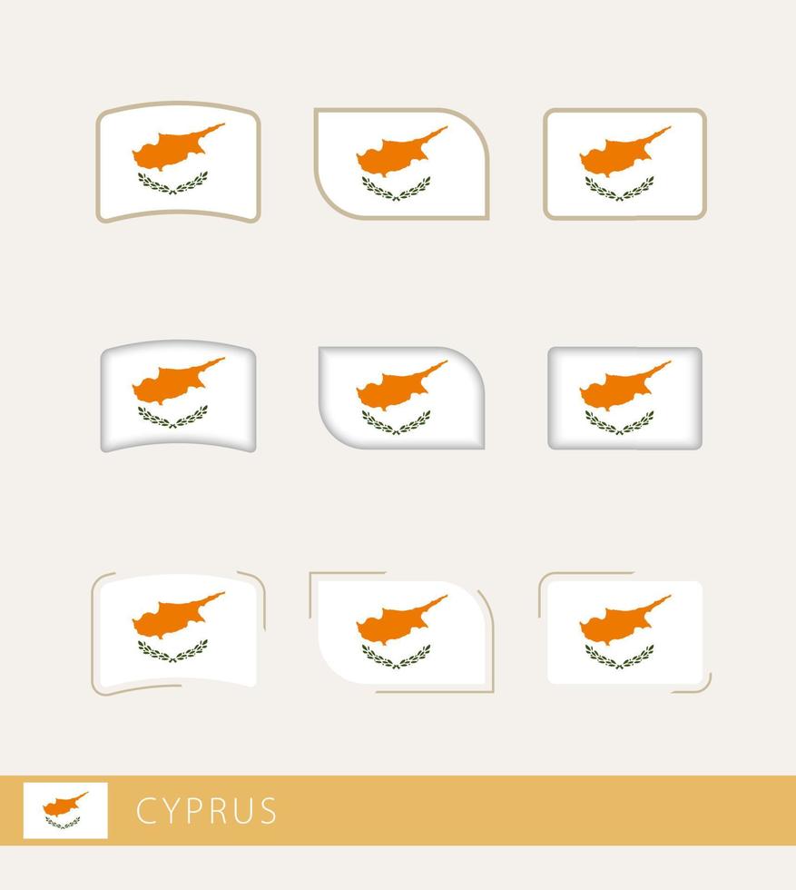 bandeiras vetoriais de Chipre, coleção de bandeiras de Chipre. vetor