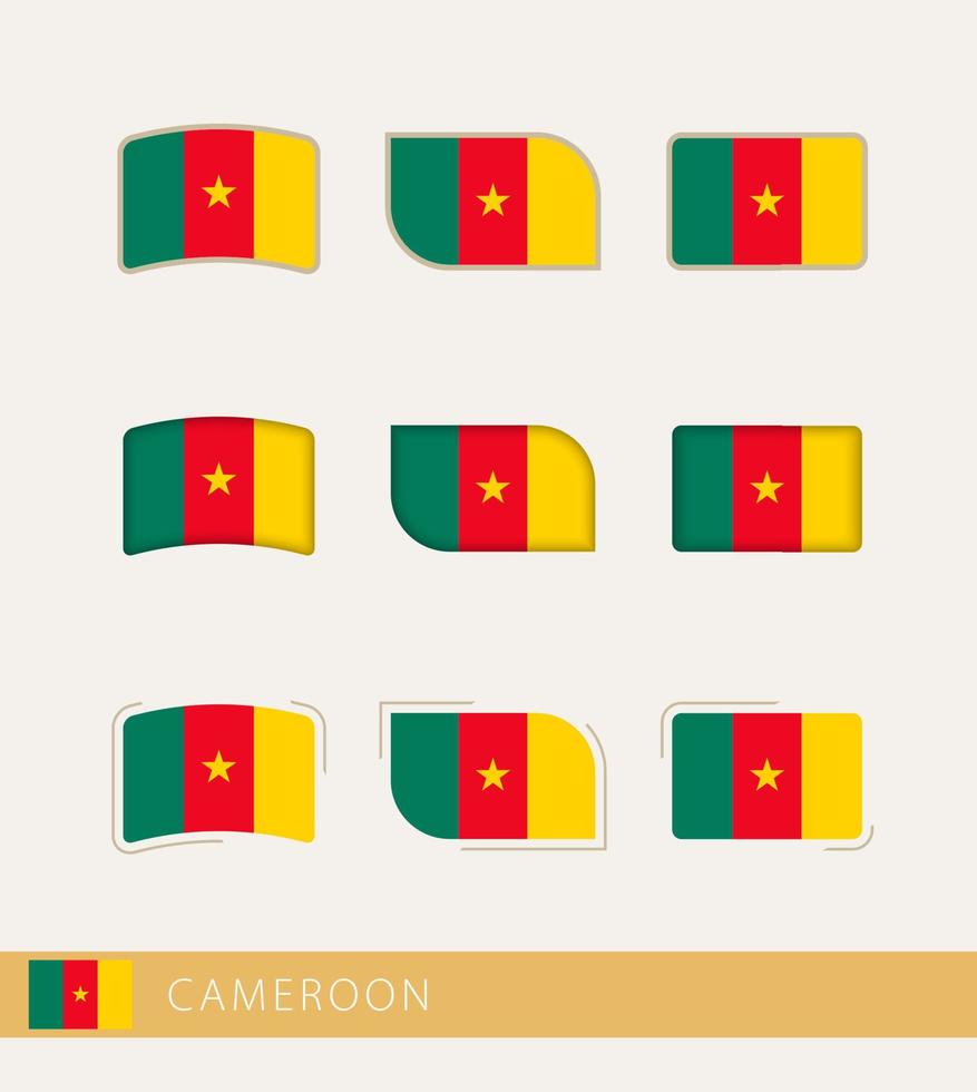bandeiras vetoriais de camarões, coleção de bandeiras de camarões. vetor