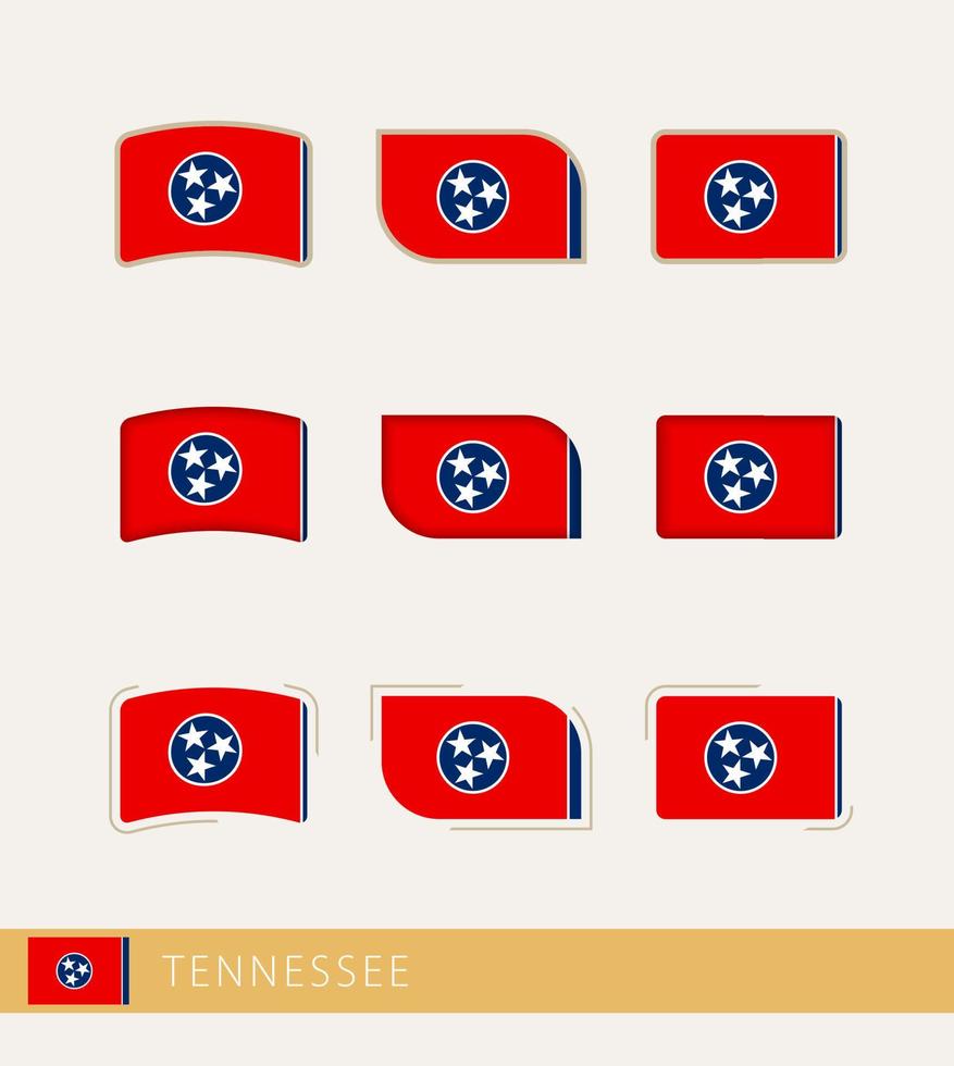 bandeiras vetoriais do tennessee, coleção de bandeiras do tennessee. vetor