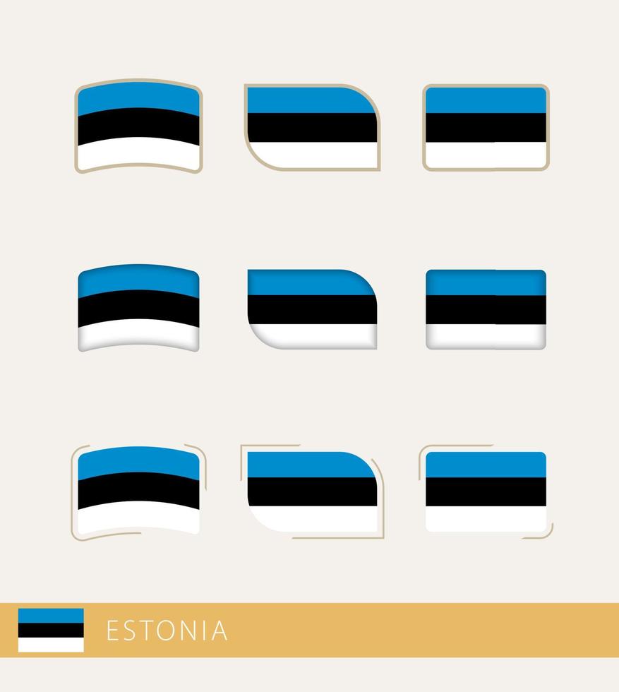 bandeiras vetoriais da estônia, coleção de bandeiras da estônia. vetor