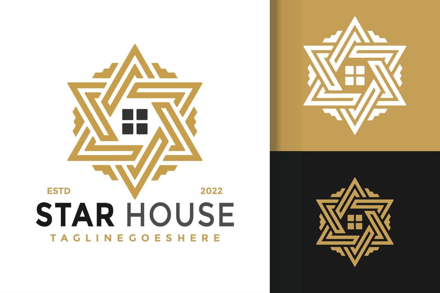 design de logotipo de casa estrela de luxo, vetor de logotipos de identidade de marca, logotipo moderno, modelo de ilustração vetorial de designs de logotipo