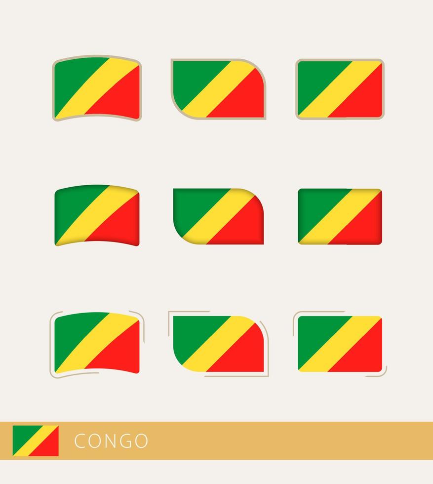 bandeiras vetoriais do congo, coleção de bandeiras do congo. vetor