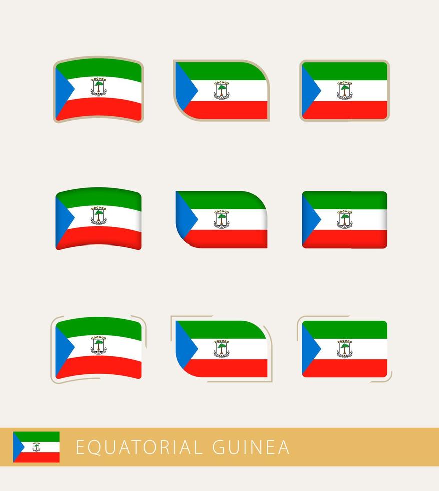 bandeiras vetoriais da guiné equatorial, coleção de bandeiras da guiné equatorial. vetor