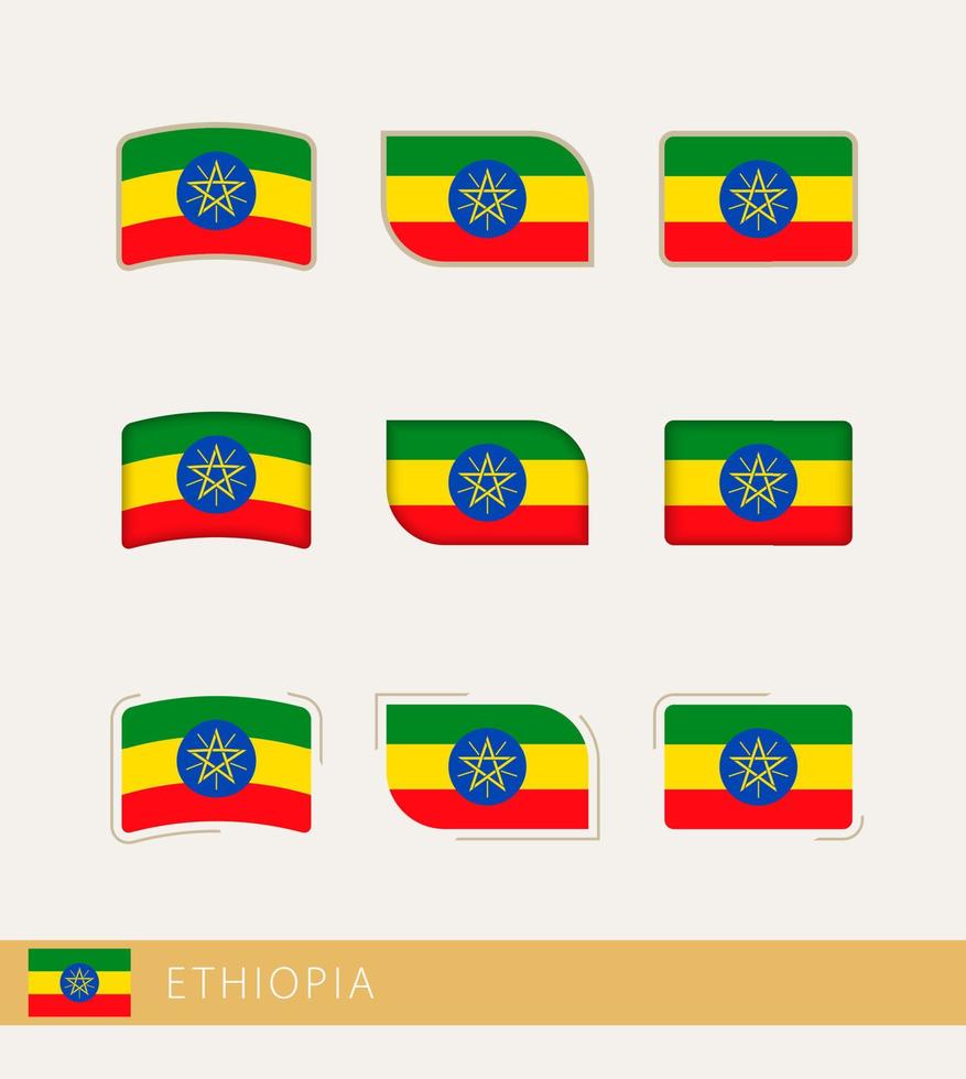 bandeiras vetoriais da Etiópia, coleção de bandeiras da Etiópia. vetor