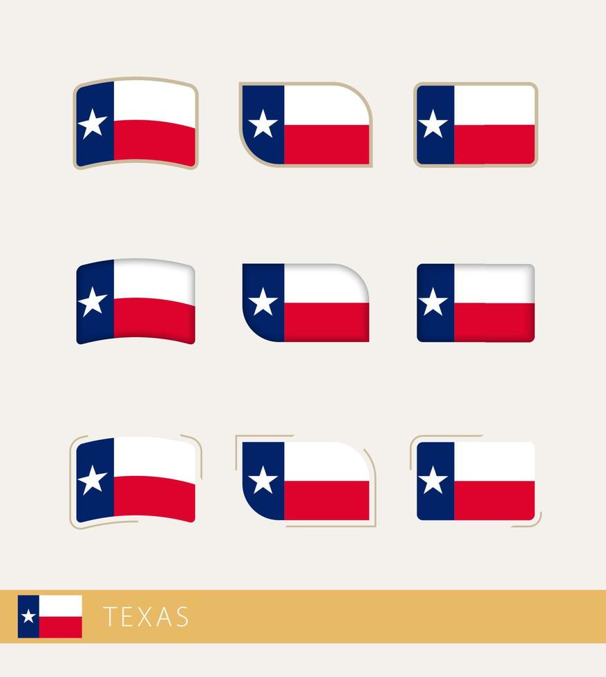 bandeiras vetoriais do texas, coleção de bandeiras do texas. vetor