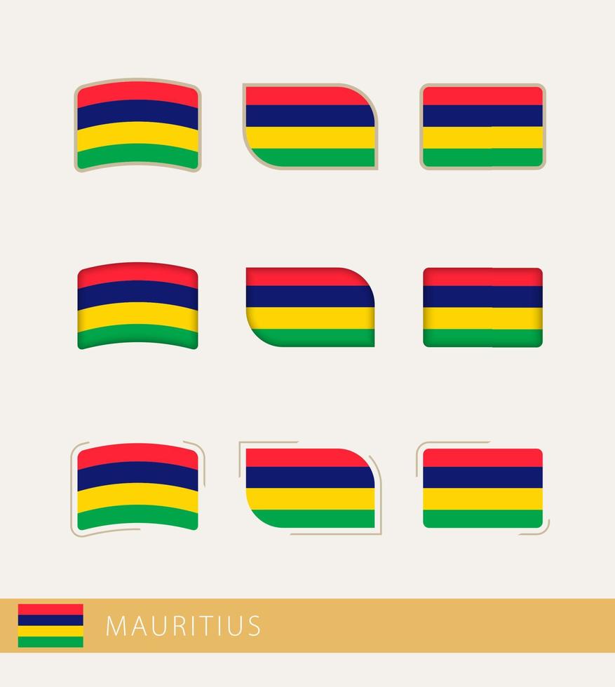 bandeiras vetoriais da Maurícia, coleção de bandeiras da Maurícia. vetor