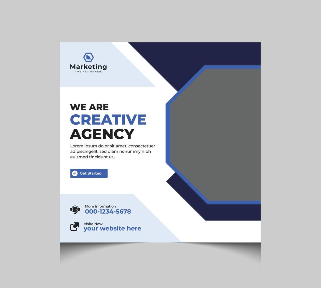modelo de design de banner de postagem de mídia social de negócios corporativos de agência de marketing criativo vetor