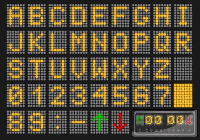 Vetor LED numero e alfabeto