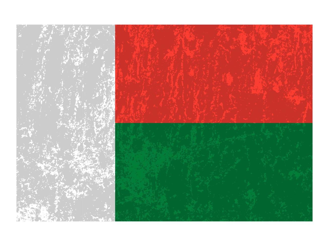 bandeira grunge de madagascar, cores oficiais e proporção. ilustração vetorial. vetor