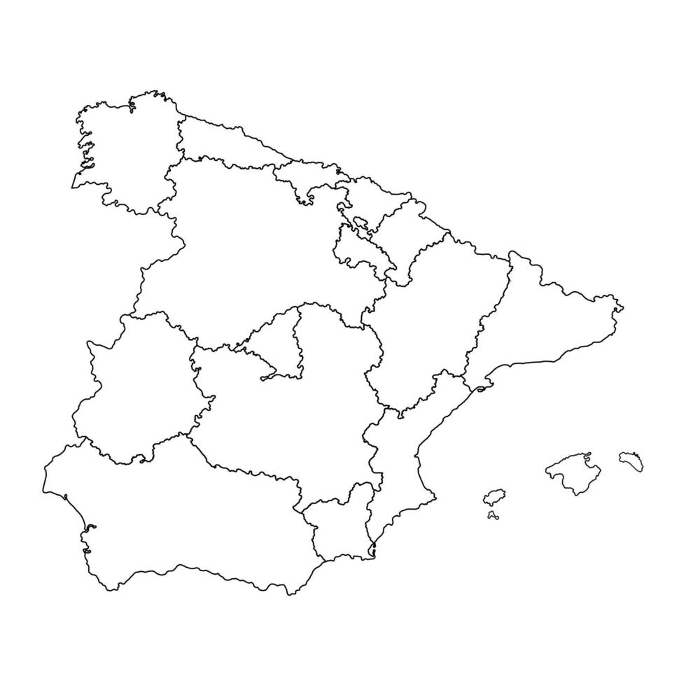 mapa das regiões da espanha. ilustração vetorial. vetor