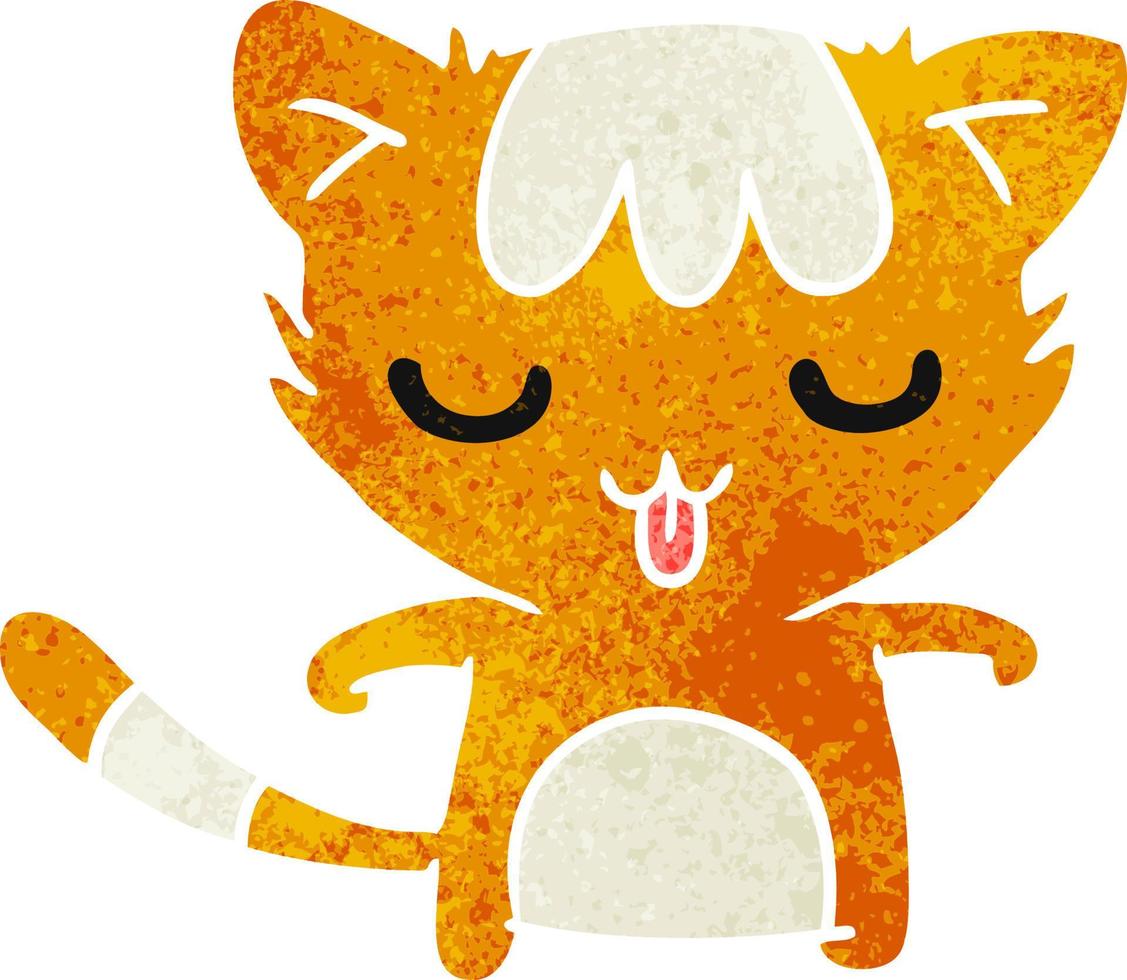 desenho retrô de um gato fofo kawaii vetor