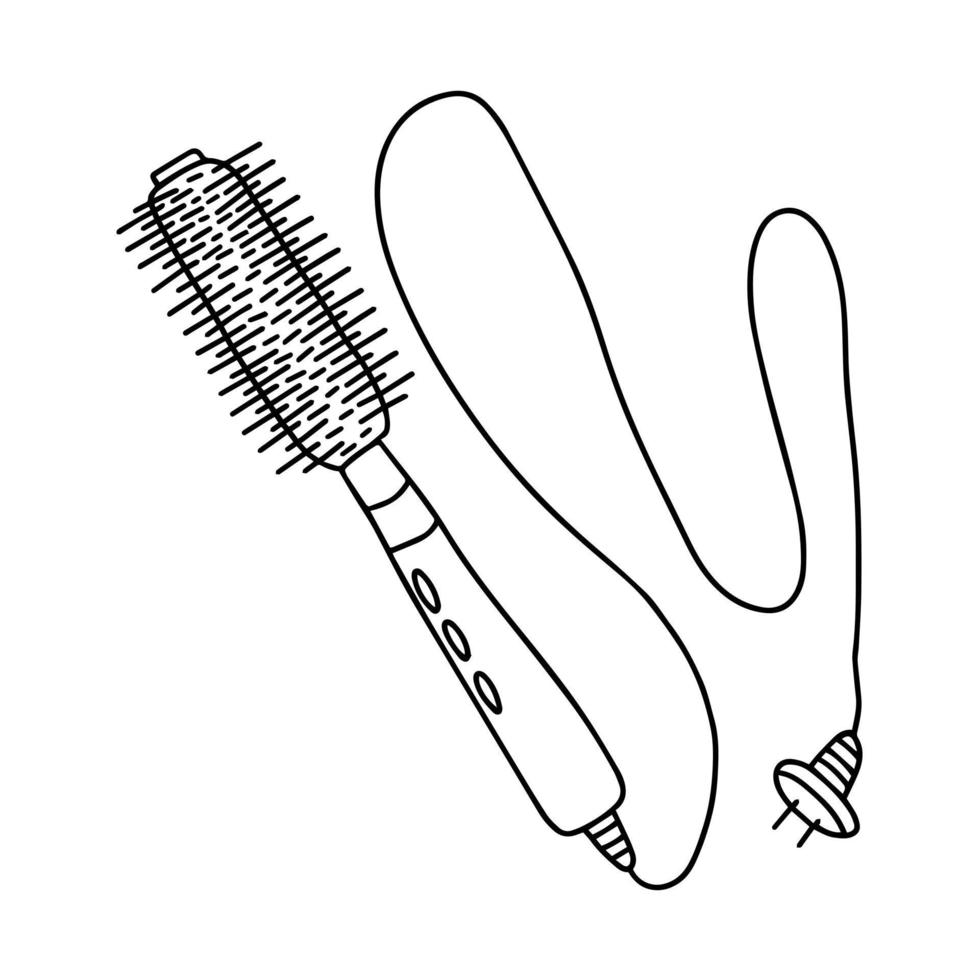 doodle ilustração em vetor modelador de cabelo. ferramenta de estilo de cabelo vetorial desenhada à mão.