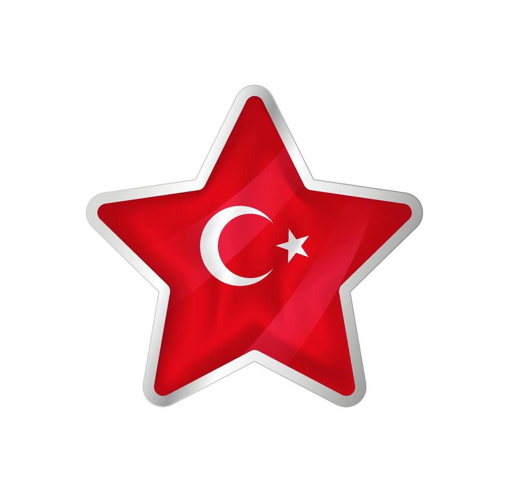 bandeira da turquia em estrela. estrela de botão e modelo de bandeira. edição fácil e vetor em grupos. ilustração vetorial de bandeira nacional sobre fundo branco.