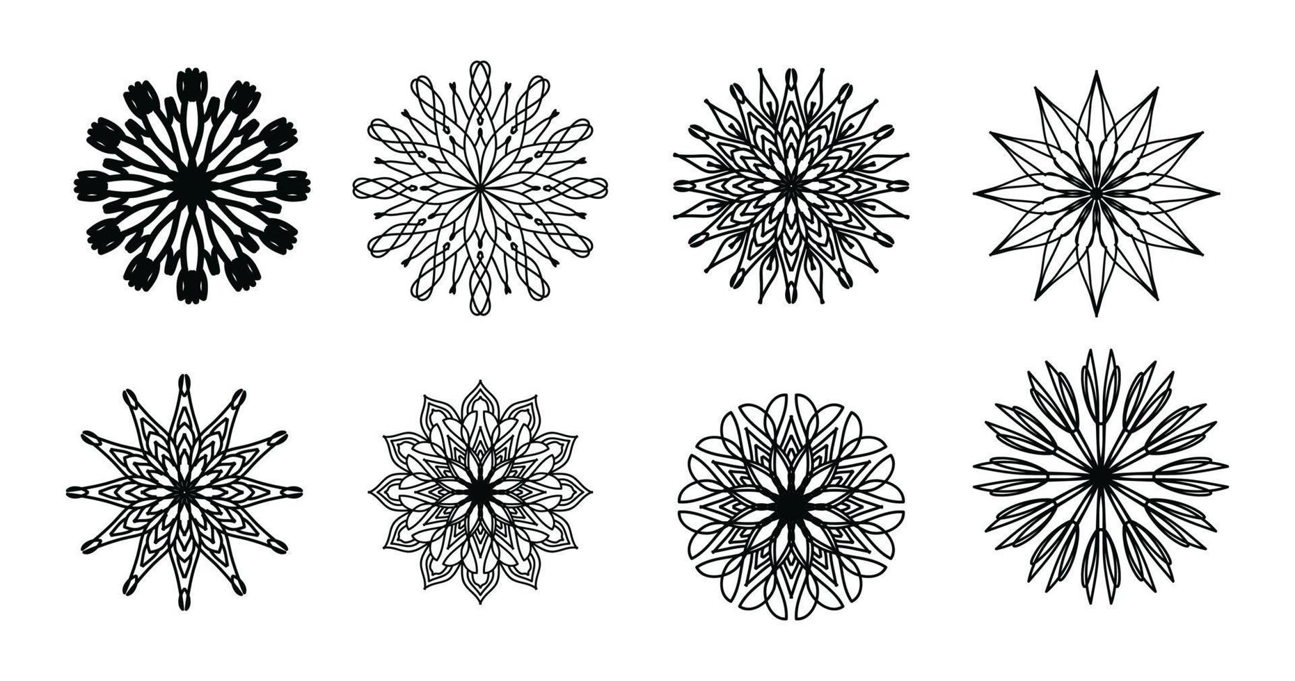 definir mandala, mandalas. elementos decorativos vintage. padrão oriental, ilustração vetorial. islão, árabe, indiano, turco, paquistão, chinês, motivos otomanos vetor