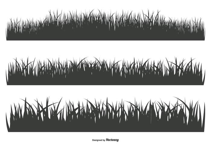Formas de silhueta de grama vetor