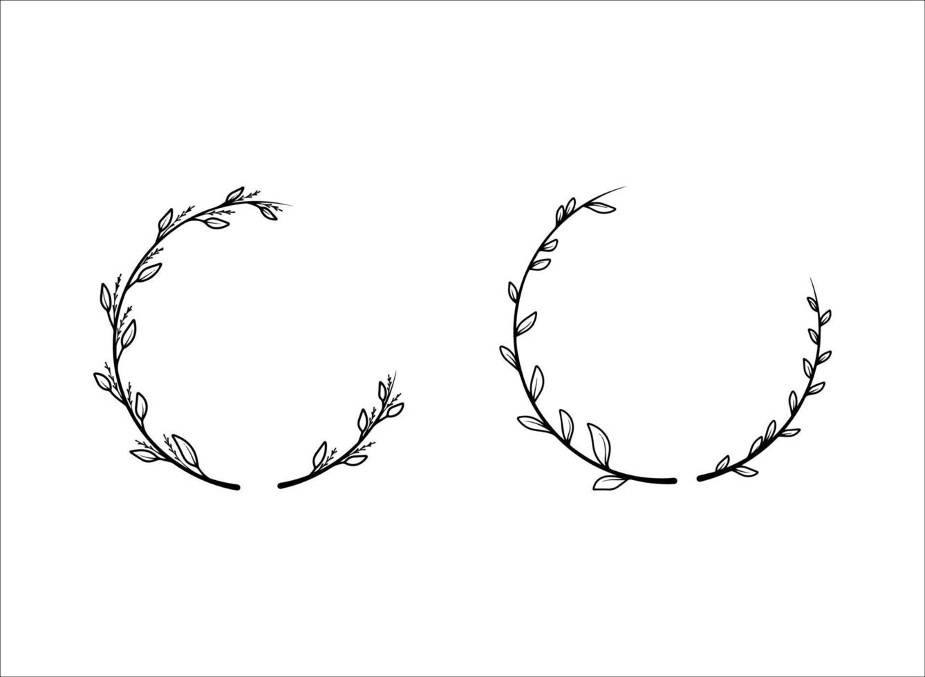 duas ilustrações de coroa de louros de decoração em um fundo branco vetor