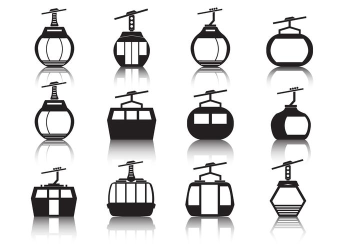 Conjunto de ícones do teleférico vetor