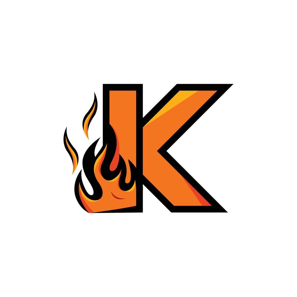 letra k fogo logotipo empresarial moderno simples vetor