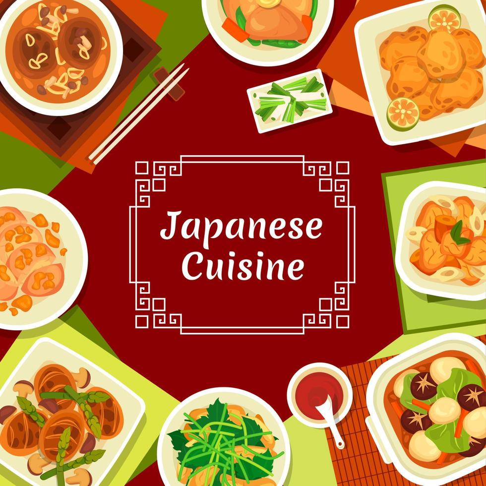 capa de menu de vetor de cozinha japonesa, refeições no japão