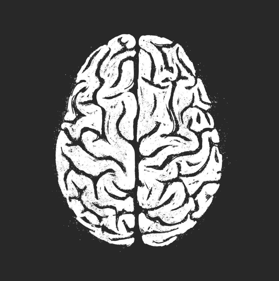 cérebro humano. ilustração vetorial desenhada à mão em fundo preto vetor