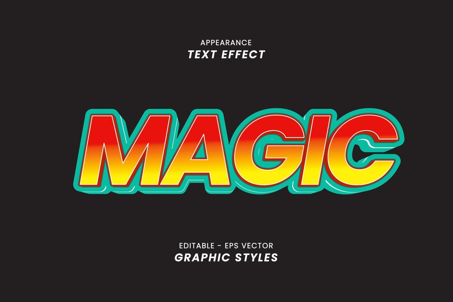 efeito de texto mágico com letras 3d coloridas. vetor