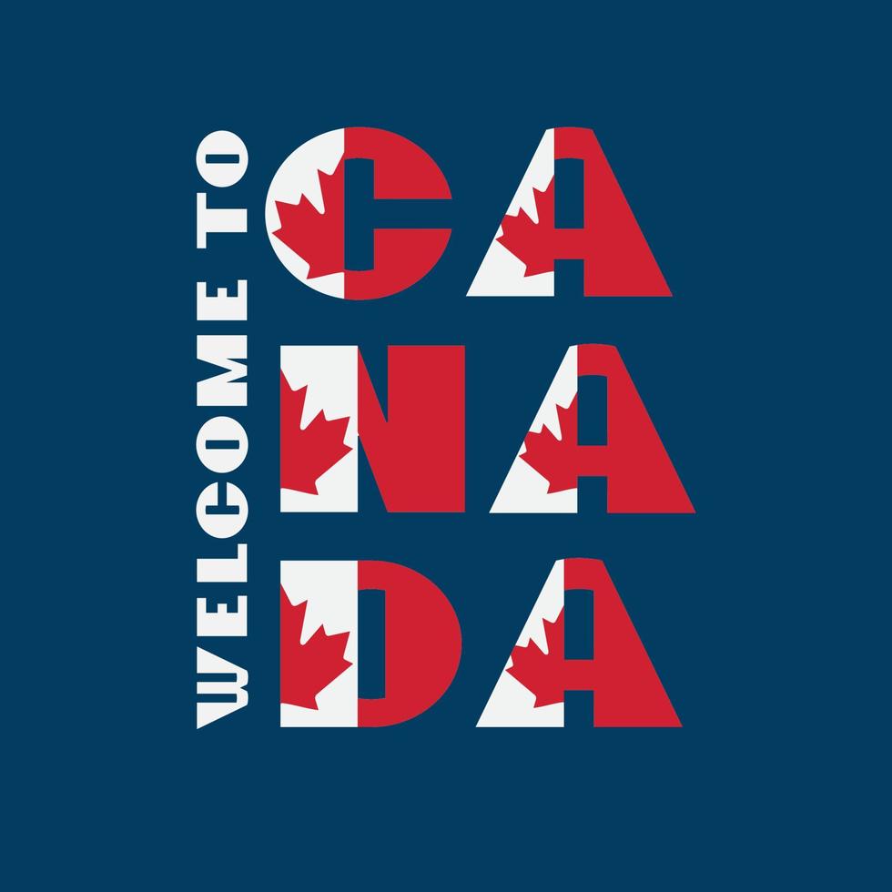 cartaz de motivação de estilo de bandeira do Canadá com texto de boas-vindas. tipografia moderna para impressão gráfica de empresa de viagens corporativas, moda hipster. vetor