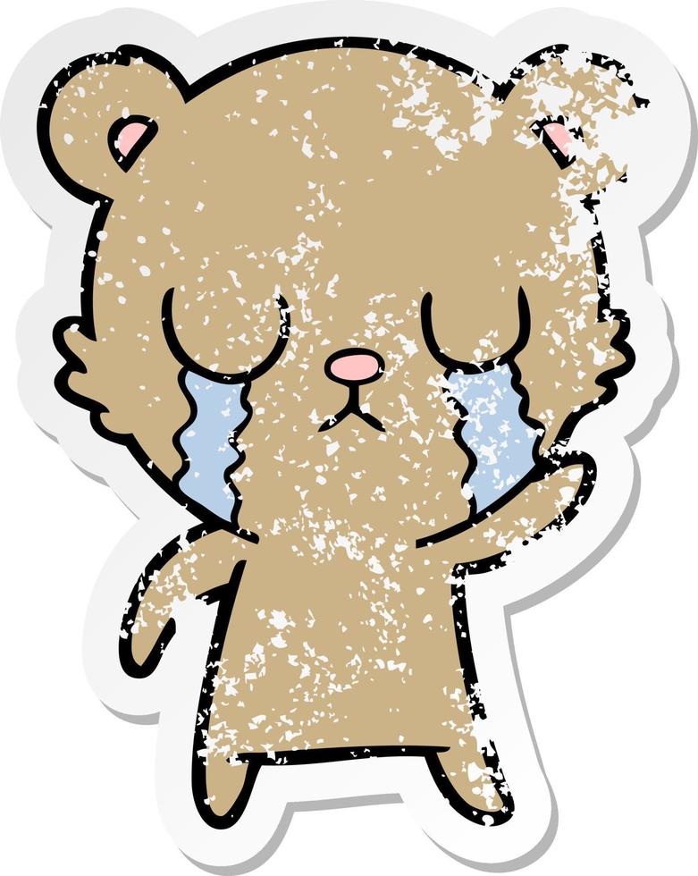vinheta angustiada de um urso de desenho animado chorando vetor