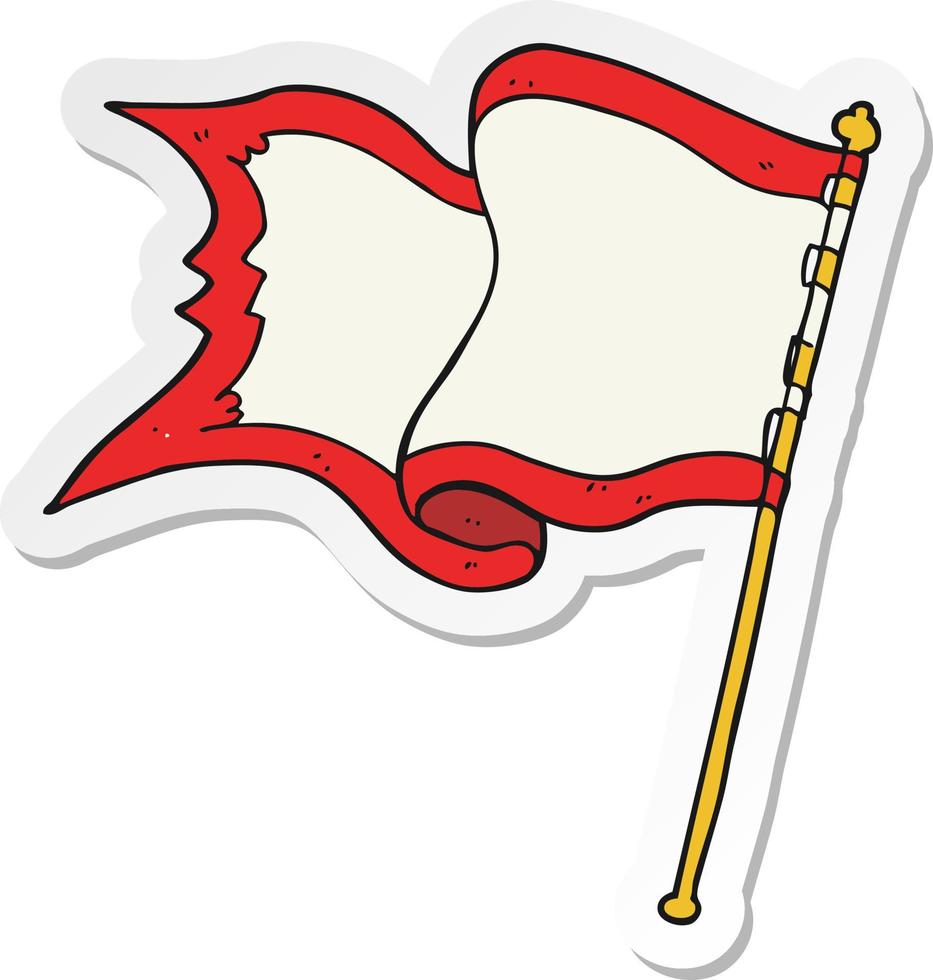 adesivo de uma bandeira de desenho animado ao vento vetor
