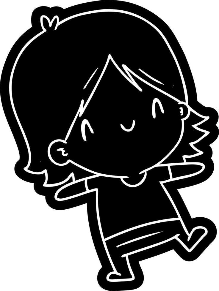 ícone de desenho animado de uma linda garota kawaii vetor
