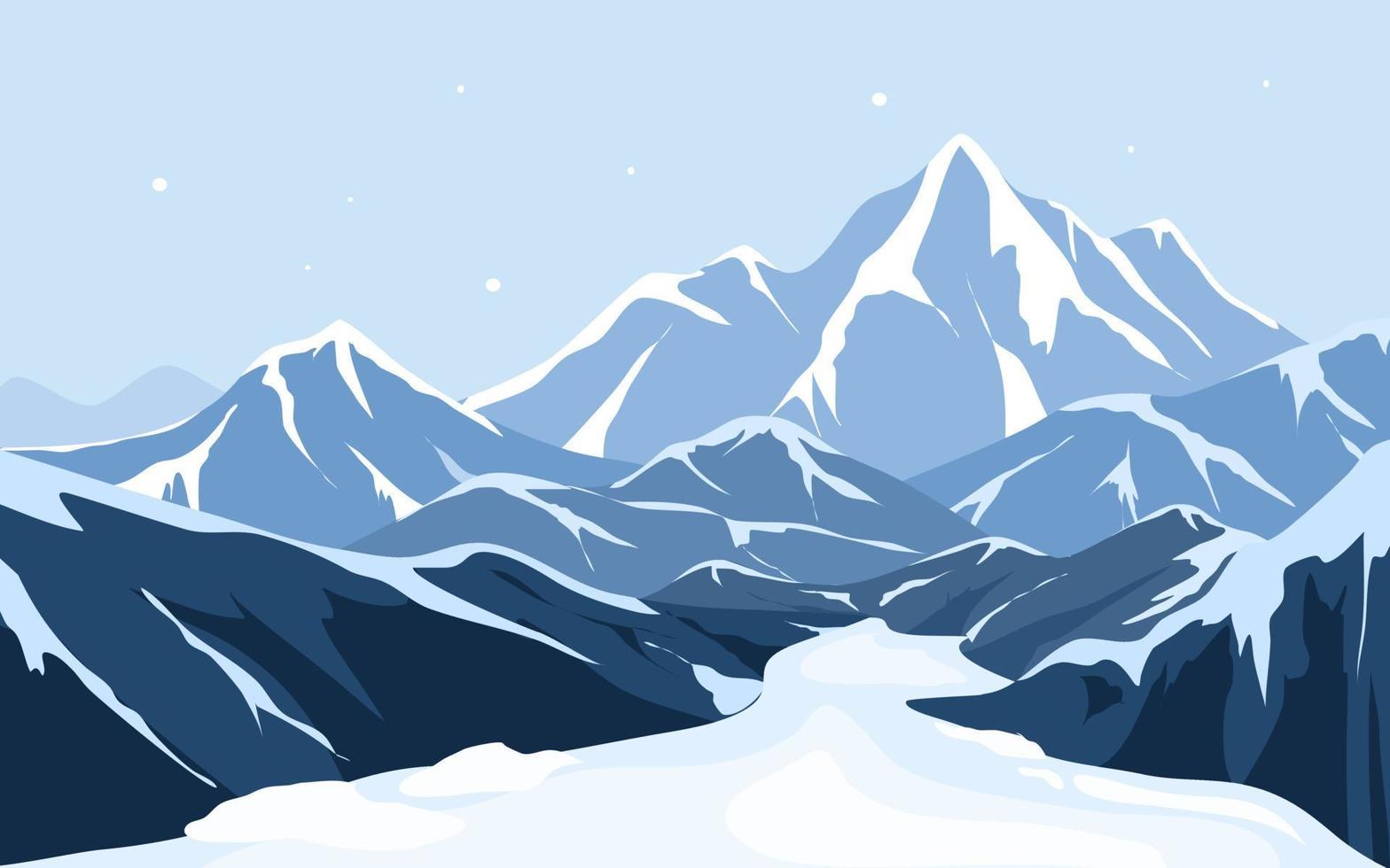 montanha com fundo de paisagem de inverno de neve e geleira vetor