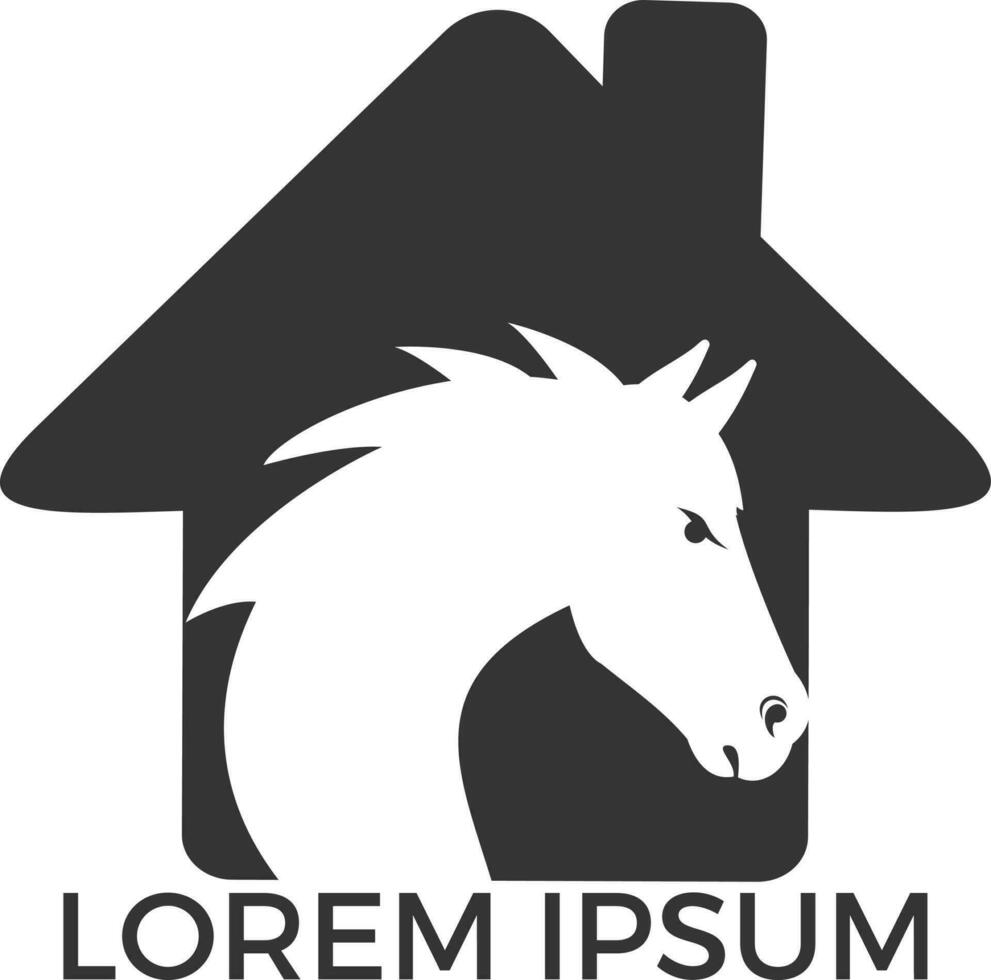 design de logotipo de vetor de casa de cavalo.