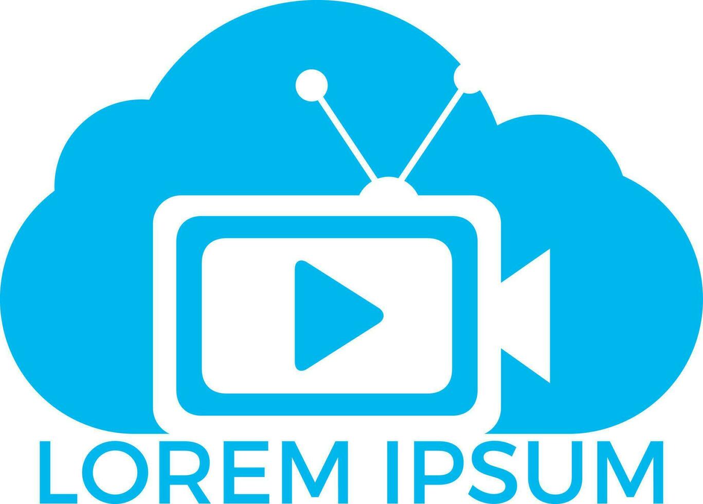 design de logotipo de nuvem de tv. sinal de tv de computação em nuvem. vetor