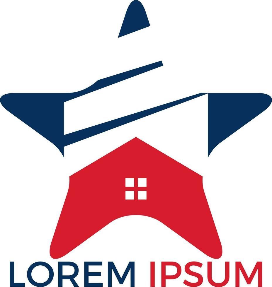 design de logotipo imobiliário em forma de estrela. design de logotipo de propriedade e construção. serviço imobiliário, construção, casa de crescimento, seta para cima conceito de casa. vetor