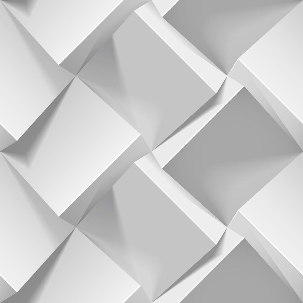 luz sem costura padrão geométrico. cubos 3d realistas de papel branco. modelo vetorial para papéis de parede, têxteis, tecidos, papel de embrulho, planos de fundo. textura abstrata com efeito de extrusão de volume. vetor